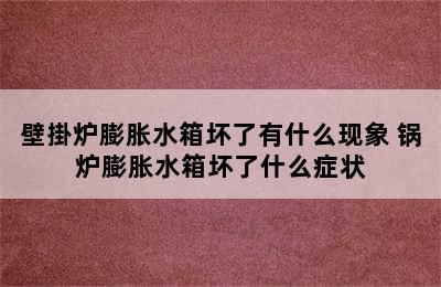 壁掛炉膨胀水箱坏了有什么现象 锅炉膨胀水箱坏了什么症状